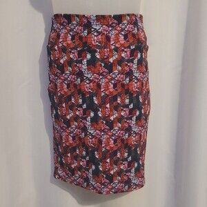 Lularoe LLR Cassie Pencil Skirt Midi Abstract Geometric Print Size Small
